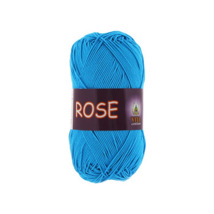 Пряжа Vita-cotton "Rose" 3937 Голубая бирюза 100% хлопок двойной мерсеризации 150м 50 гр