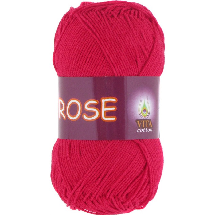 Пряжа Vita-cotton "Rose" 3917 Красный 100% хлопок двойной мерсеризации 150м 50 гр