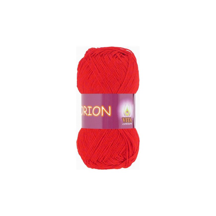 Пряжа Vita-cotton "Orion" 4578 Алый 77% мерсиризированный хлопок 23% вискоза 170м 50гр