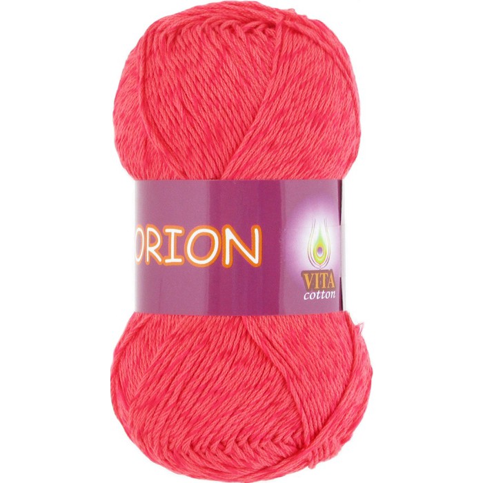 Пряжа Vita-cotton "Orion" 4580 Красный коралл 77% мерсириз. хлопок 23% вискоза 170м 50гр