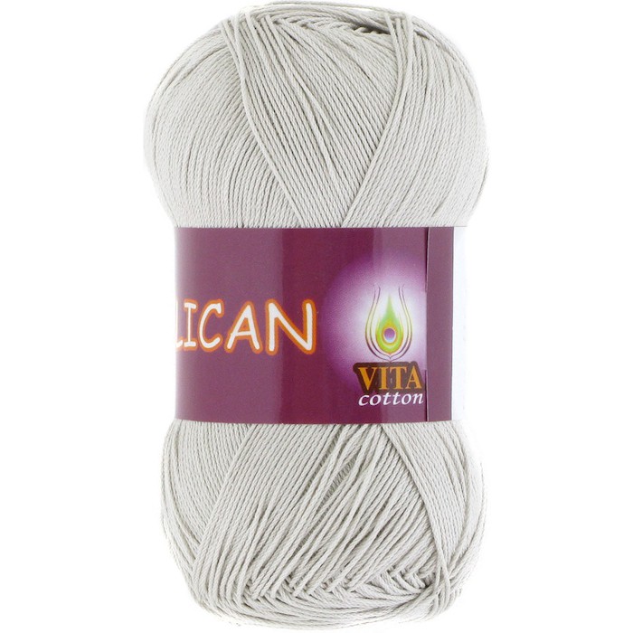 Пряжа Vita-cotton "Pelican" 3965 Светло-серый 100% хлопок двойной мерсеризации 330м 50гр