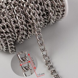 Цепочка для сумки, 7,5 × 11,2 мм, цв. серебряный
