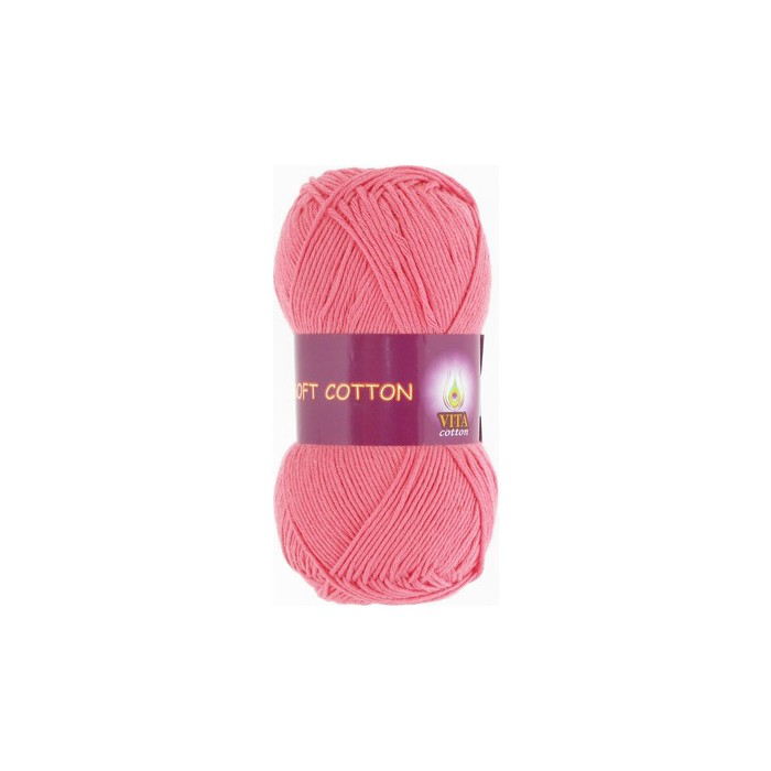 Пряжа Vita-cotton "Soft cotton" 1826 Красный коралл 100% хлопок 175 м 50гр