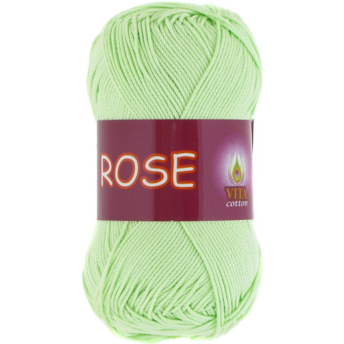 Пряжа Vita-cotton "Rose" 3910 Светло-салатовый 100% хлопок двойной мерсеризации 150м 50 гр