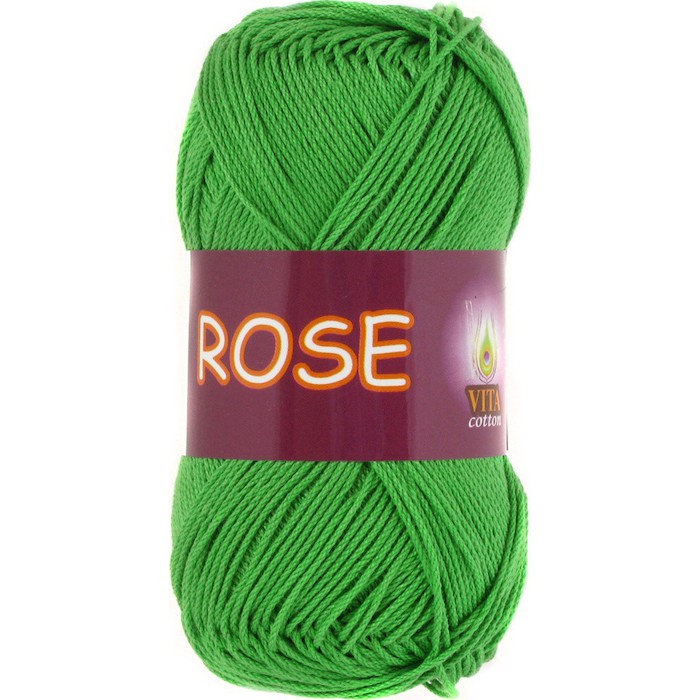Пряжа Vita-cotton "Rose" 3935 Молодая зелень 100% хлопок двойной мерсеризации 150м 50 гр