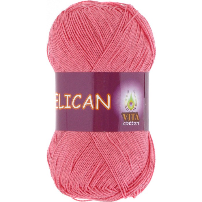 Пряжа Vita-cotton "Pelican" 3972 Розовый коралл 100% хлопок двойной мерсеризации 330м 50гр