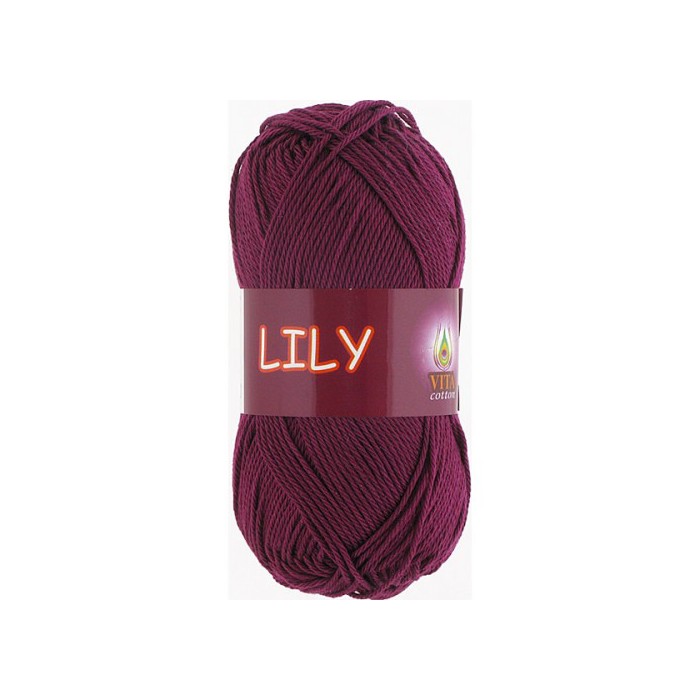 Пряжа Vita-cotton "Lily" 1619 Винный 100% мерсеризованный хлопок 125 м 50 г