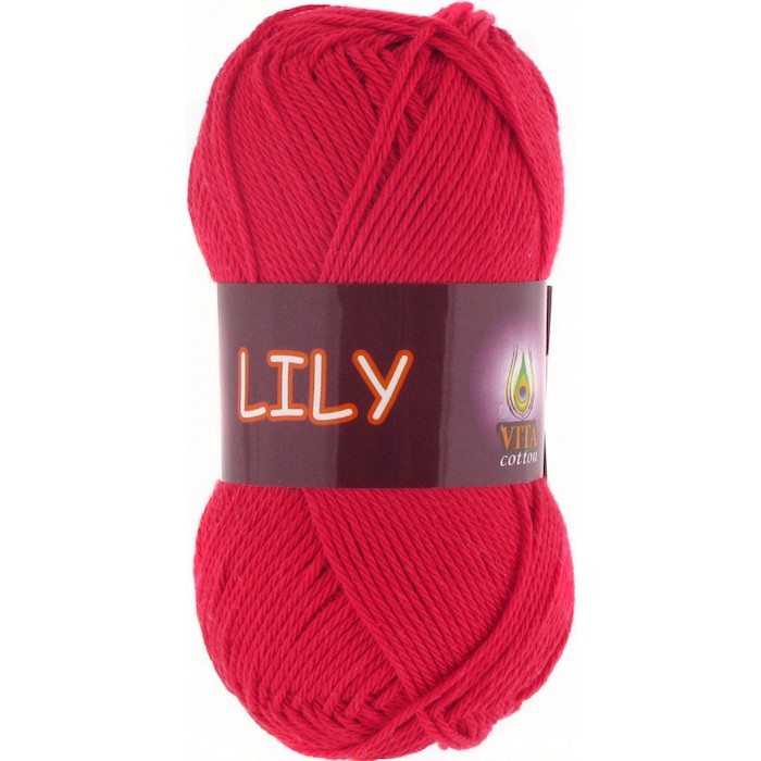 Пряжа Vita-cotton "Lily" 1613 Красный 100% мерсеризованный хлопок 125 м 50 г